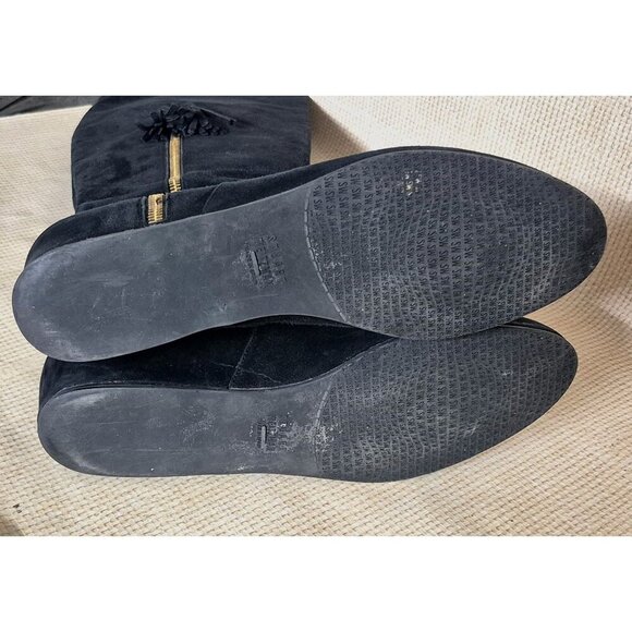 Stuart Weitzman Black Suede Leather Hidden Wedge Tall Tassel Boots Size 9 EUC - Picture 5 of 8